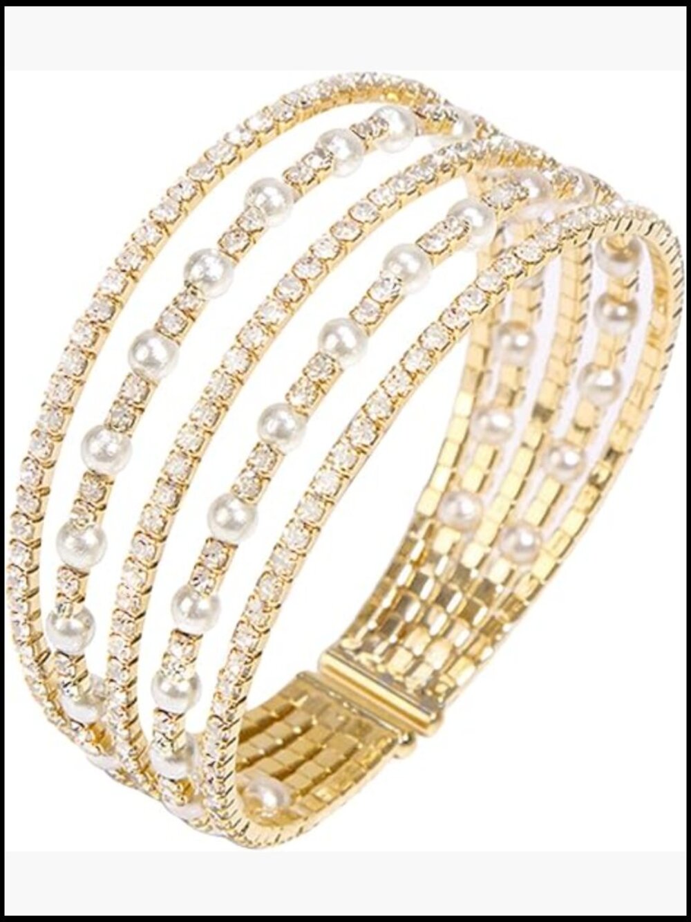 Multi Layer Crystal Rhinestone Cuff Bracelet Bridal Wedding Prom Party Jewelry